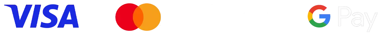 Pay with Visa, Mastercard, Apple Pay or Google Pay
