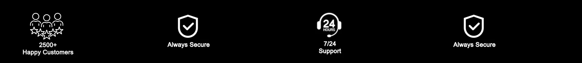 2,500+ happy customers, always secure, 24/7 support